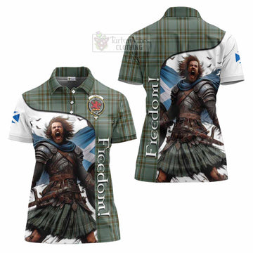 Kelly Crest Tartan Women's Polo Shirt Inspired by the Freedom of Scottish Warrior