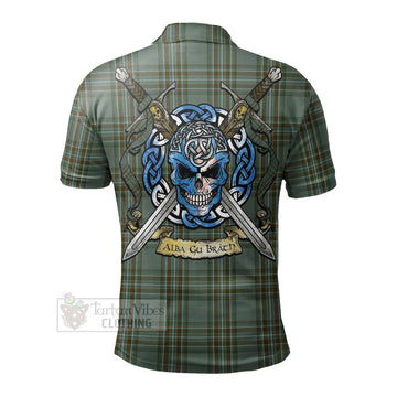 Kelly Tartan Polo Shirt with Family Crest Celtic Skull Style