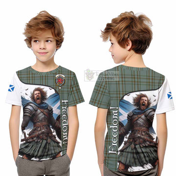 Kelly Crest Tartan Kid T-Shirt Inspired by the Freedom of Scottish Warrior