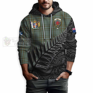 Kelly Crest Tartan Hoodie with New Zealand Silver Fern Half Style