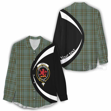 Kelly Tartan Women's Casual Shirt with Family Crest Circle Style