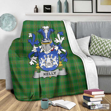 Kelly Irish Clan Tartan Blanket with Coat of Arms