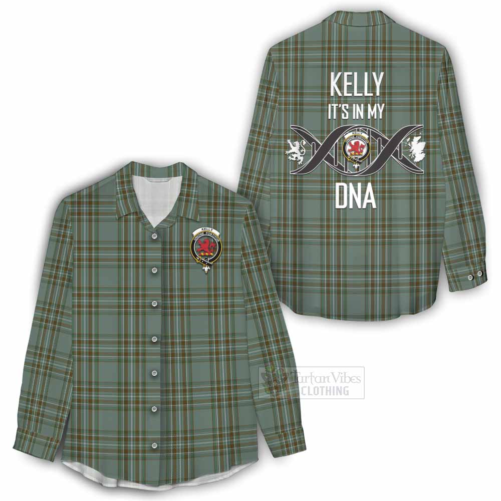 Tartan Vibes Clothing Kelly Tartan Women's Casual Shirt with Family Crest DNA In Me Style