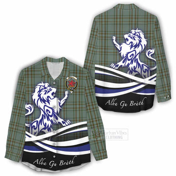 Kelly Tartan Women's Casual Shirt with Alba Gu Brath Regal Lion Emblem