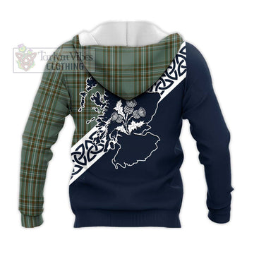 Kelly Tartan Knitted Hoodie Featuring Thistle and Scotland Map