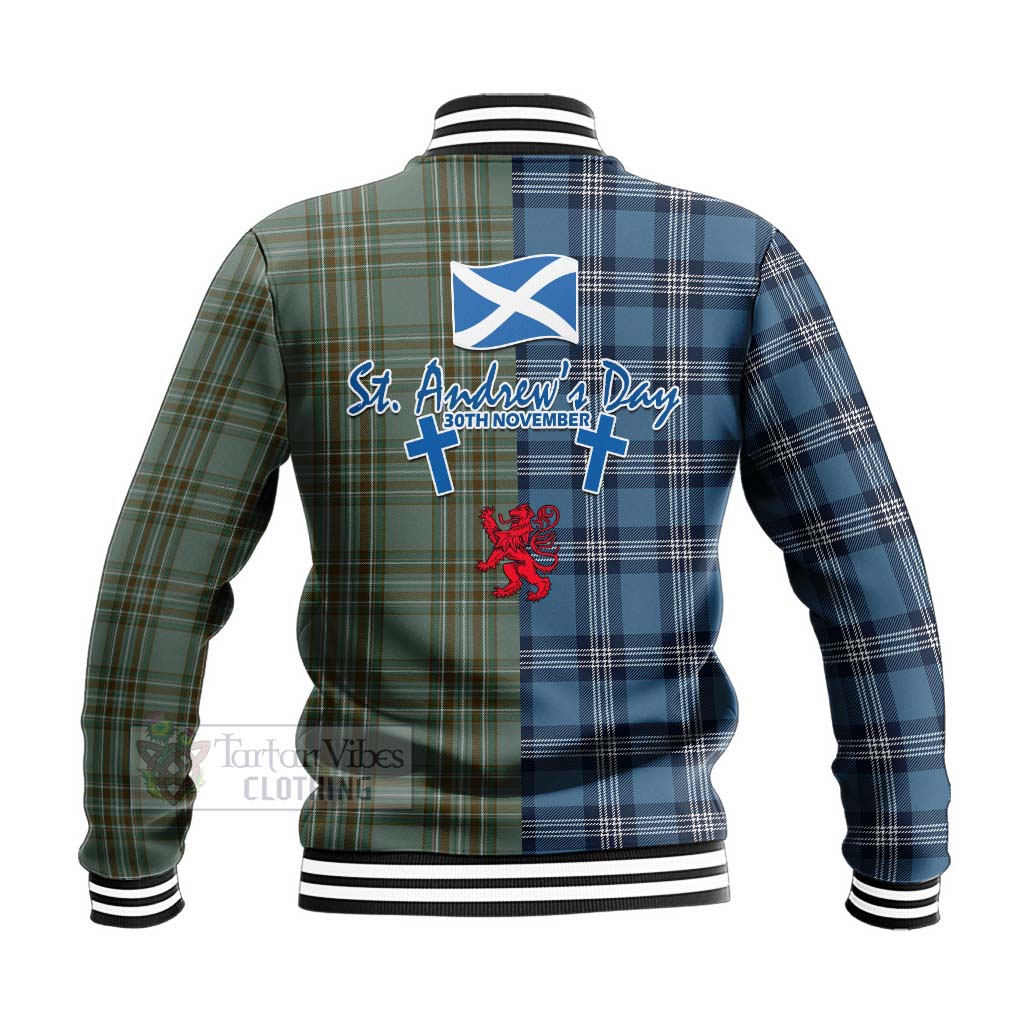 Kelly Tartan Baseball Jacket Happy St. Andrew's Day Half Tartan Style - Tartan Vibes Clothing