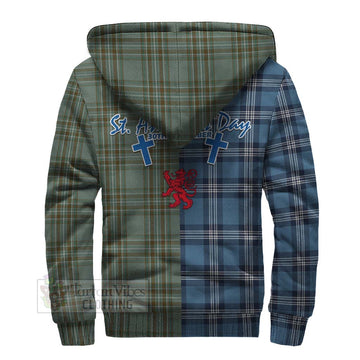 Kelly Tartan Sherpa Hoodie Happy St. Andrew's Day Half Tartan Style