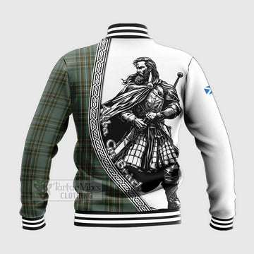 Kelly Tartan Clan Crest Baseball Jacket with Highlander Warrior Celtic Style - Tartan Vibes Clothing