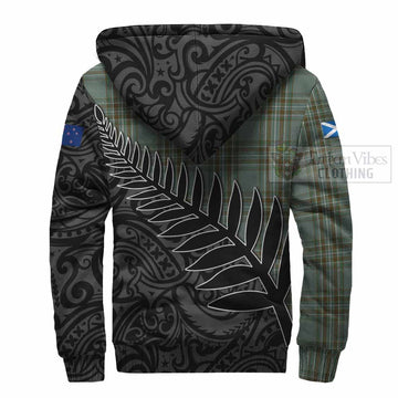 Kelly Crest Tartan Sherpa Hoodie with New Zealand Silver Fern Half Style