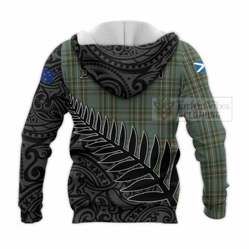 Kelly Crest Tartan Knitted Hoodie with New Zealand Silver Fern Half Style