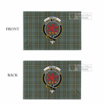 Kelly Tartan House Flag with Family Crest