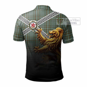 Kelly Crest Tartan Polo Shirt with Golden Lion Emblem Celtic Style - Tartan Vibes Clothing