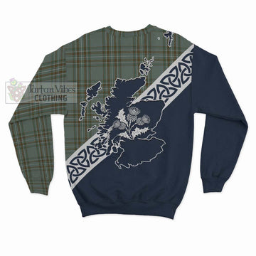 Kelly Tartan Sweatshirt Featuring Thistle and Scotland Map