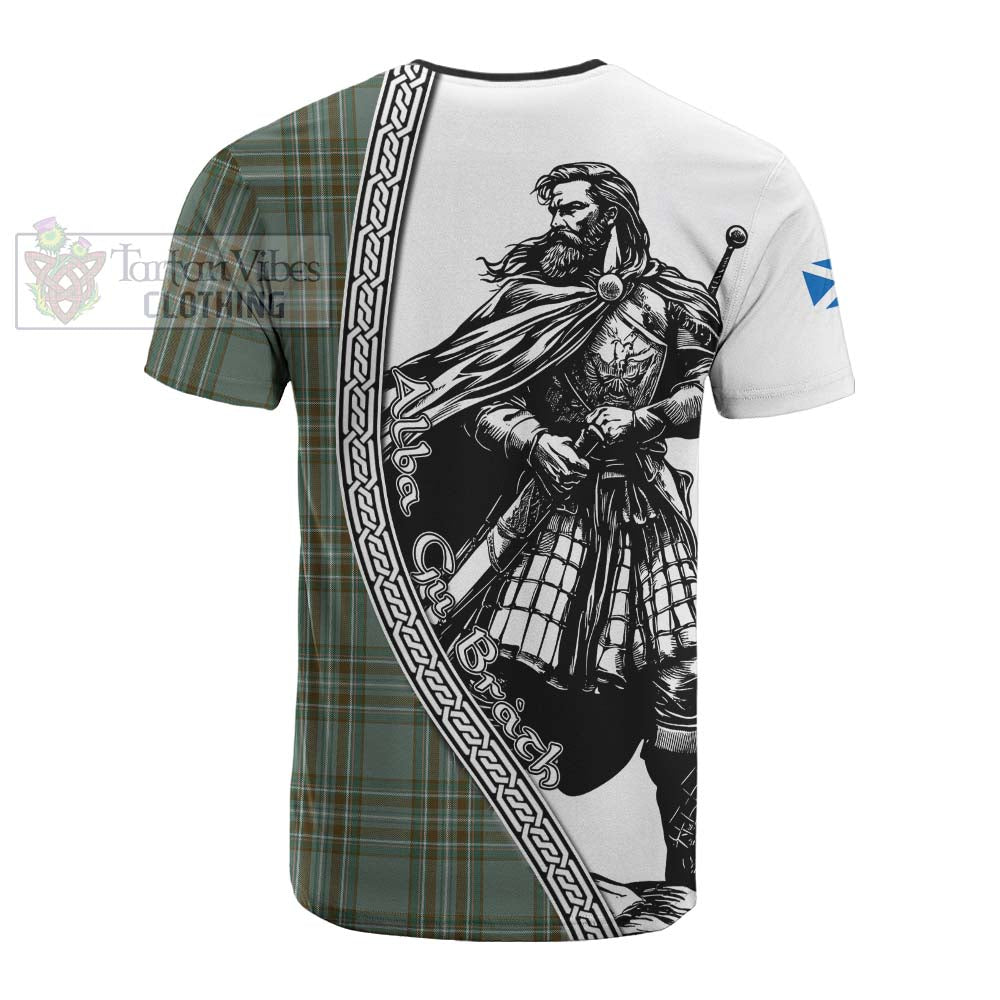 Kelly Tartan Clan Crest Cotton T-shirt with Highlander Warrior Celtic Style - Tartan Vibes Clothing
