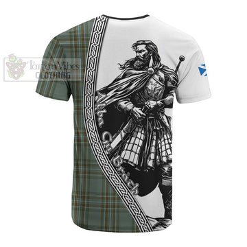 Kelly Tartan Clan Crest Cotton T-shirt with Highlander Warrior Celtic Style - Tartan Vibes Clothing