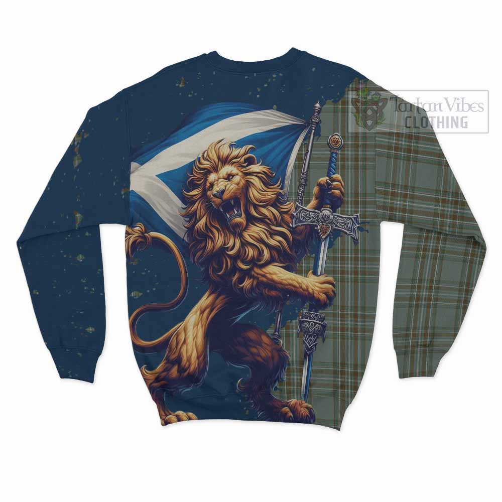 Tartan Vibes Clothing Kelly Tartan Family Crest Sweatshirt with Scottish Majestic Lion