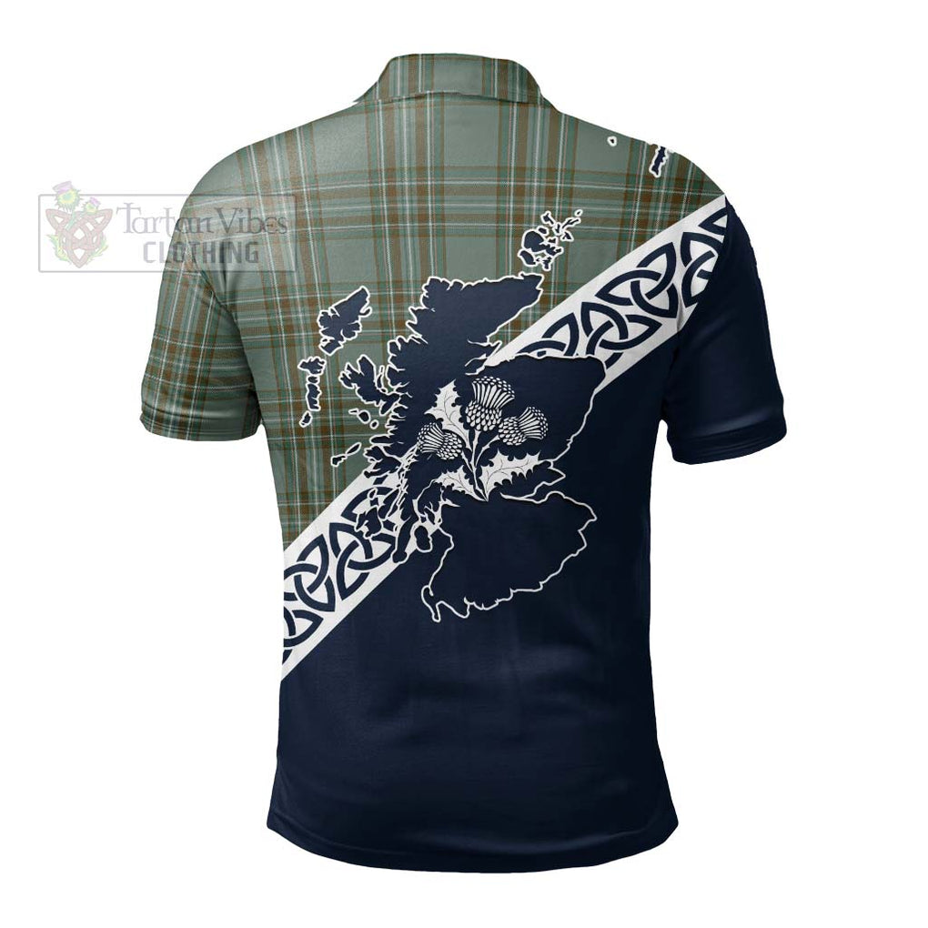 Kelly Tartan Polo Shirt Featuring Thistle and Scotland Map - Tartanvibesclothing Store