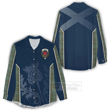 Kelly Tartan Women's Casual Shirt with Family Crest and Scottish Thistle Vibes Sport Style