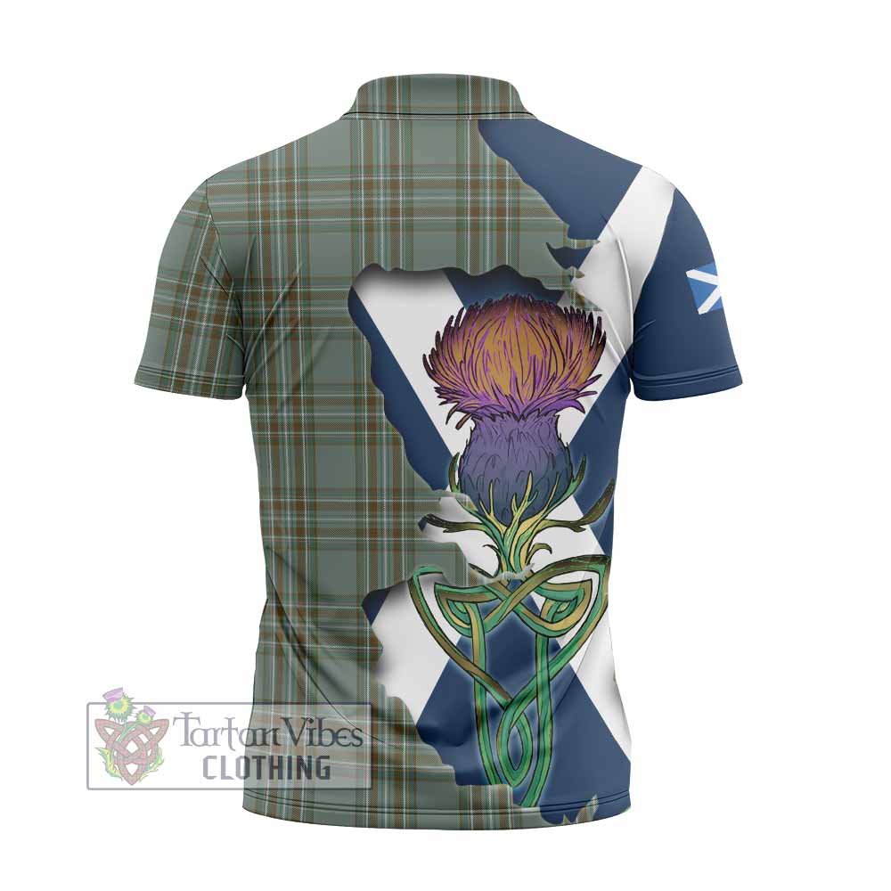 Kelly Tartan Family Crest Zipper Polo Shirt Scottish Thistle Celtic Inspired - Tartan Vibes Clothing