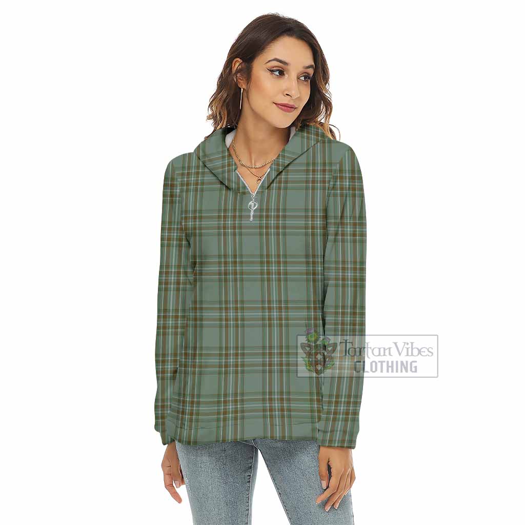 Kelly Tartan Women's Borg Fleece Hoodie with Half Zip - Tartan Vibes Clothing
