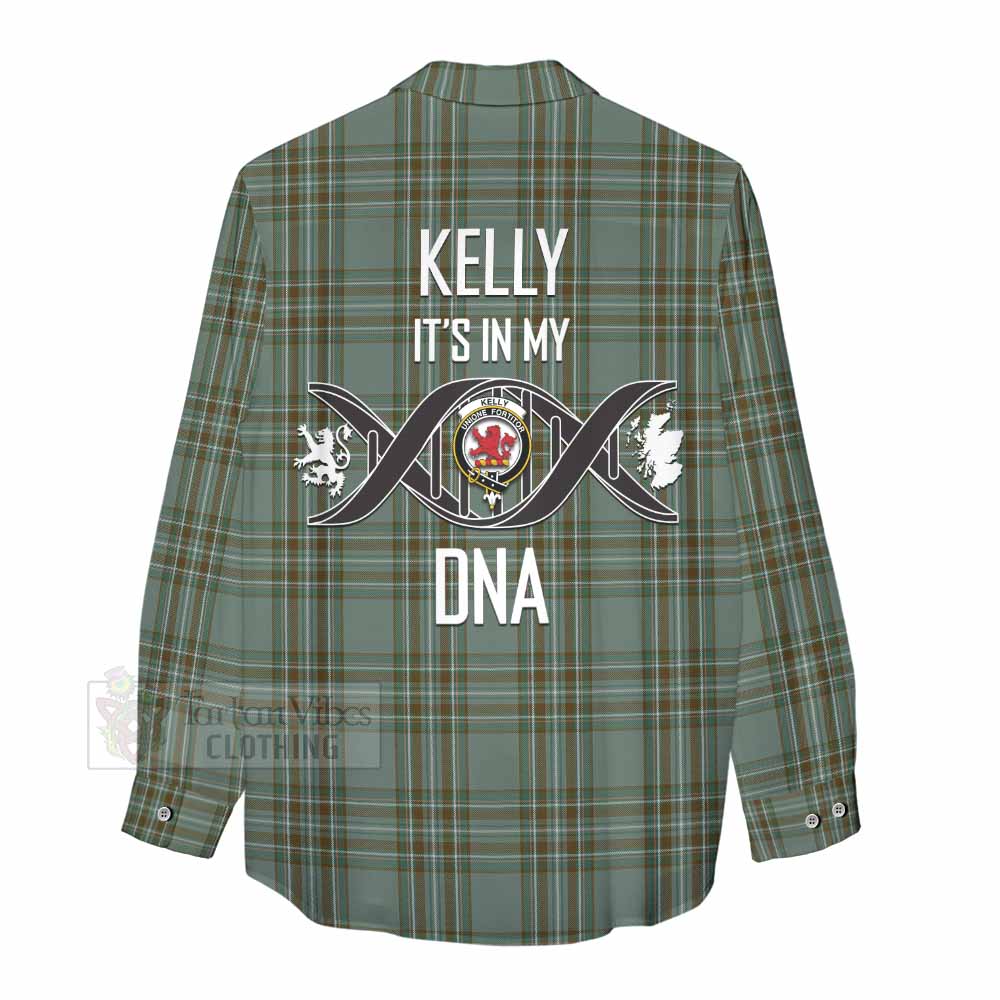 Tartan Vibes Clothing Kelly Tartan Women's Casual Shirt with Family Crest DNA In Me Style