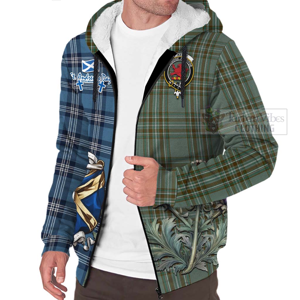 Tartan Vibes Clothing Kelly Tartan Sherpa Hoodie Happy St. Andrew's Day Half Tartan Style