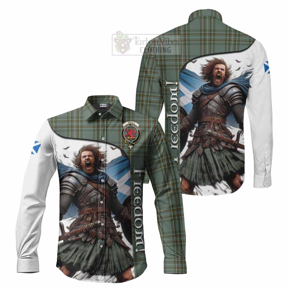 Tartan Vibes Clothing Kelly Crest Tartan Long Sleeve Button Shirt Inspired by the Freedom of Scottish Warrior