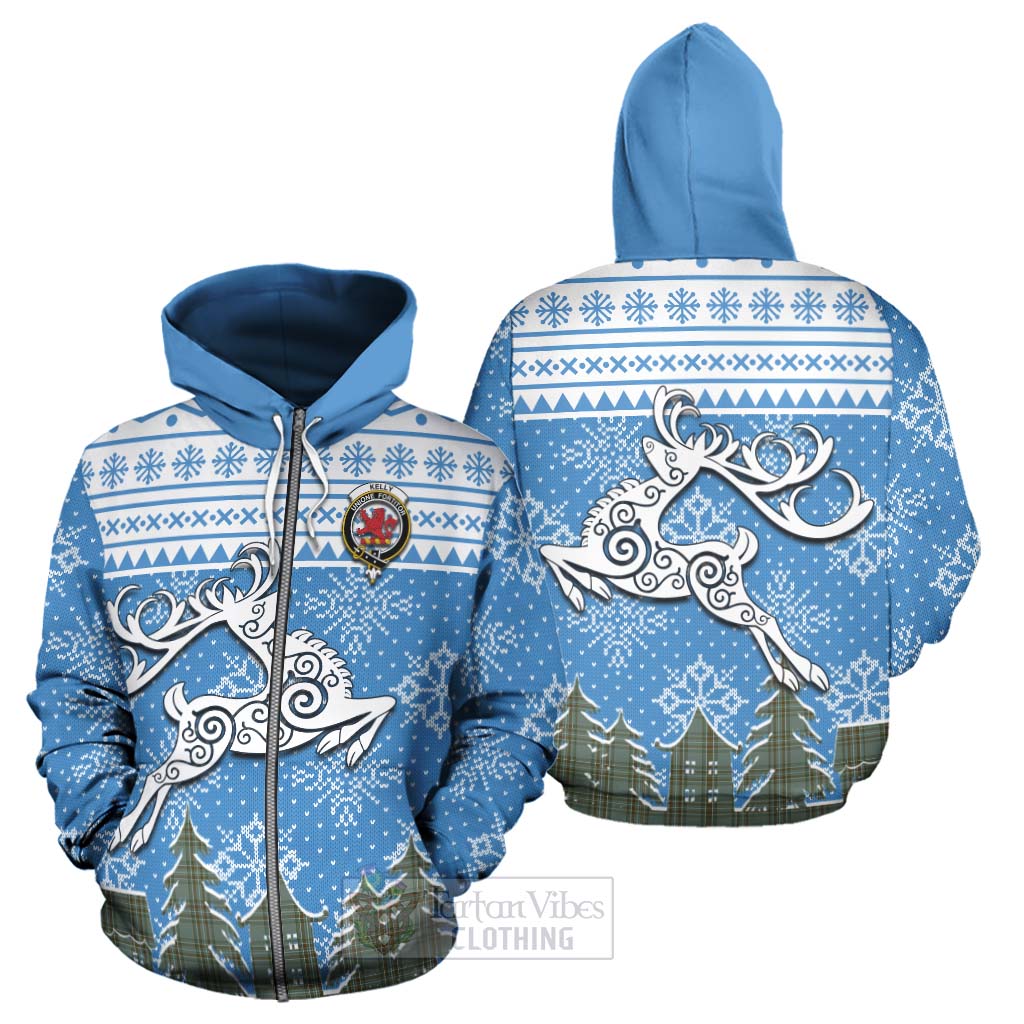 Kelly Clan Christmas Hoodie Celtic Reindeer Style - Tartan Vibes Clothing