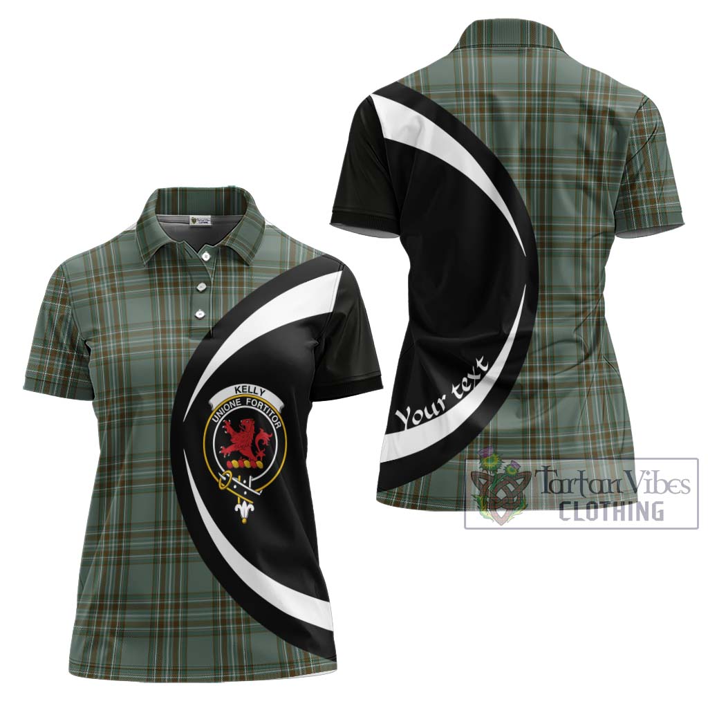 Kelly Tartan Women's Polo Shirt with Family Crest Circle Style Women - Tartan Vibes Clothing