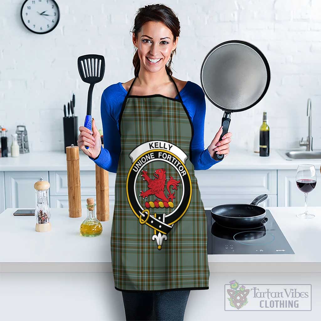 Kelly Tartan Apron with Family Crest Black S 38x47 cm - Tartan Vibes Clothing