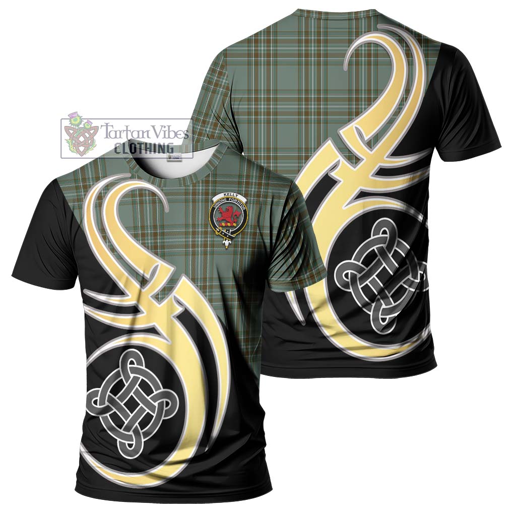 Tartan Vibes Clothing Kelly Dress Tartan T-Shirt with Family Crest and Celtic Symbol Style