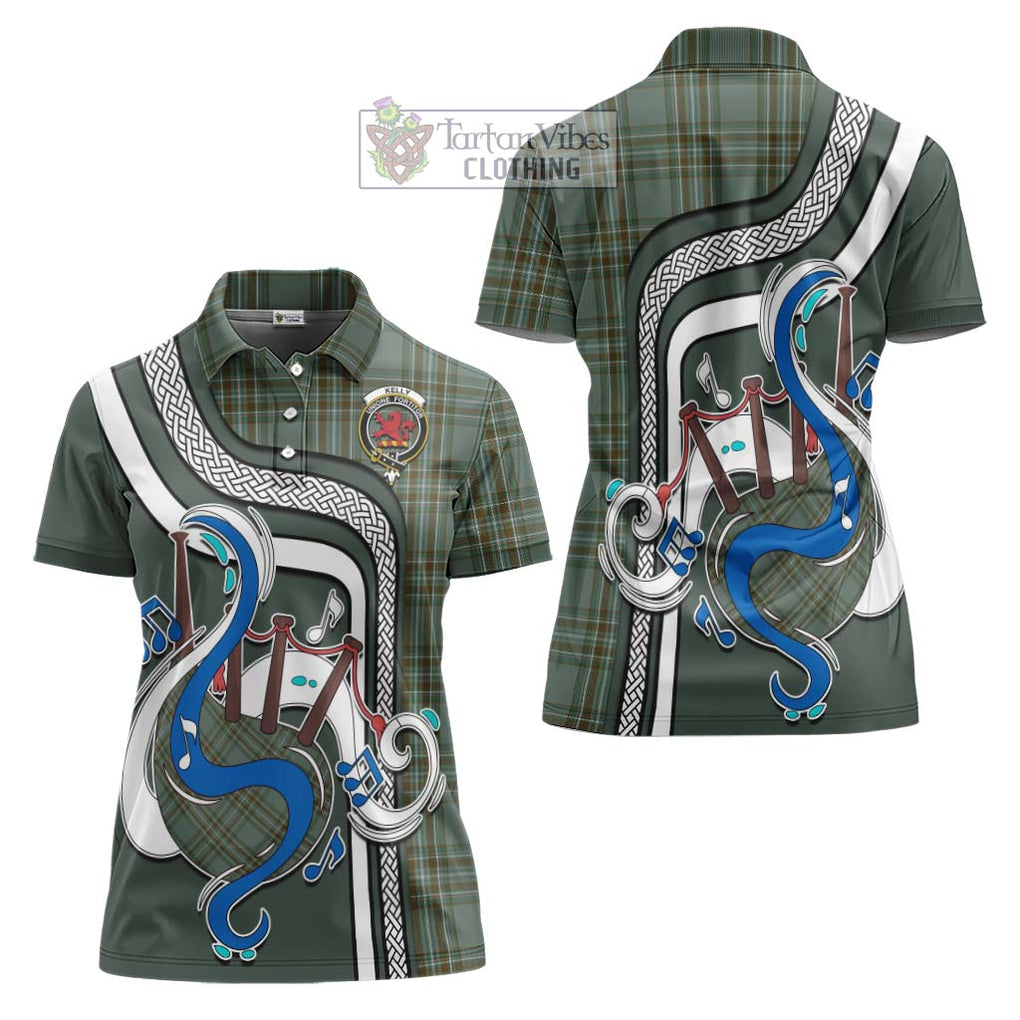 Kelly Tartan Women's Polo Shirt with Epic Bagpipe Style Women - Tartanvibesclothing Shop