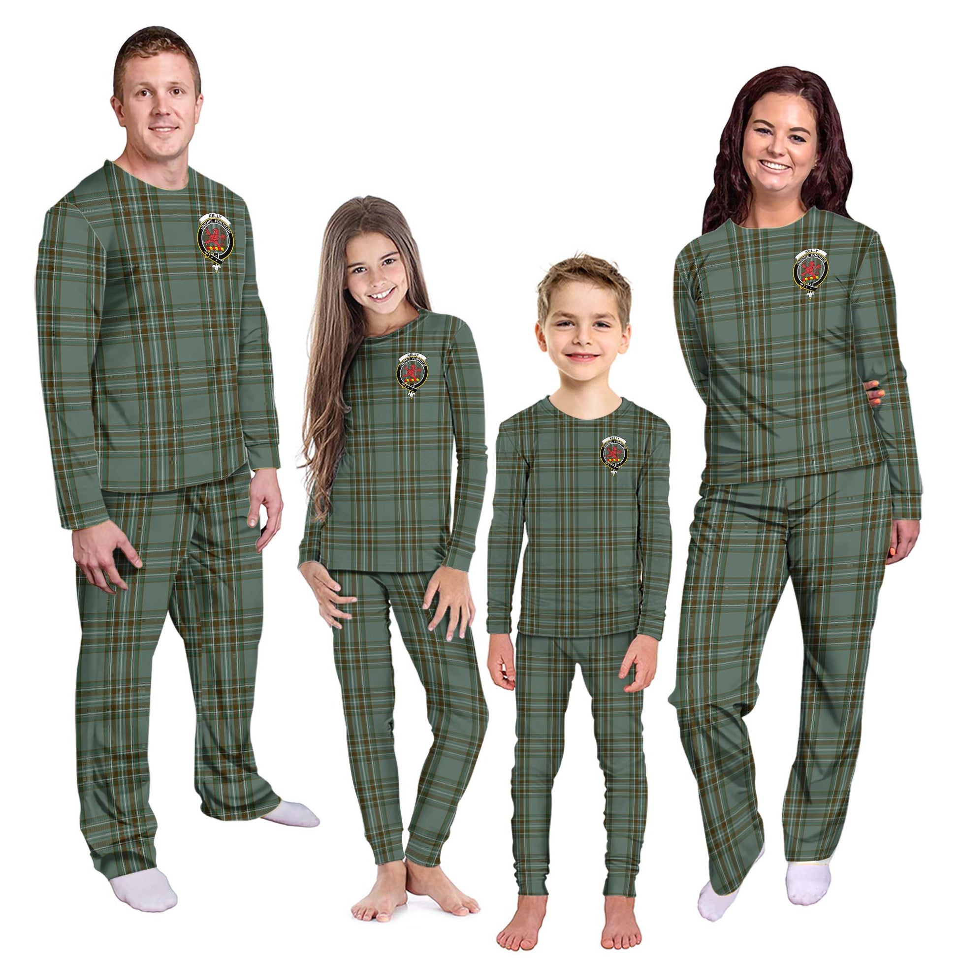 Kelly Dress Tartan Pajamas Family Set with Family Crest - Tartanvibesclothing