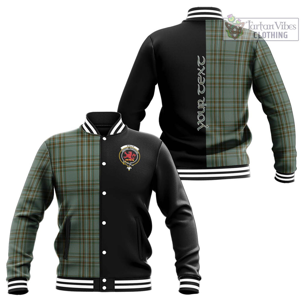 Kelly Tartan Baseball Jacket with Family Crest and Half Of Me Style Unisex - Tartanvibesclothing Shop