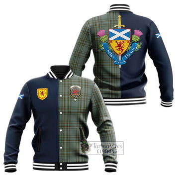 Kelly Tartan Baseball Jacket Alba with Scottish Lion Royal Arm Half Style