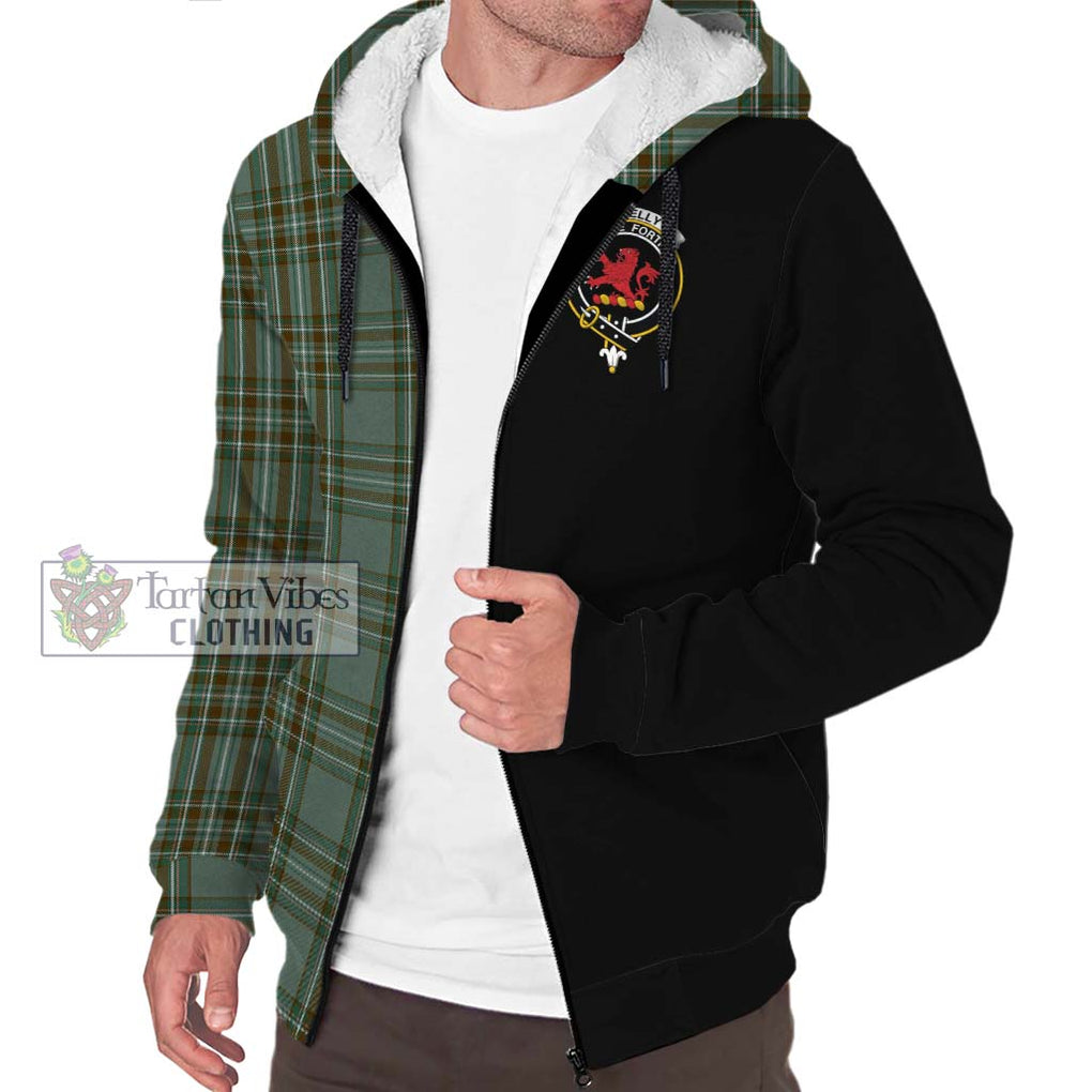 Kelly Tartan Sherpa Hoodie with Family Crest and Half Of Me Style Unisex S - Tartanvibesclothing Shop