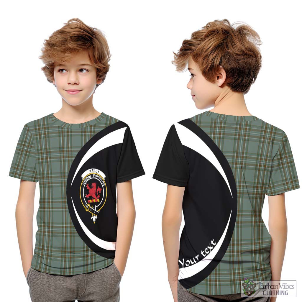 Kelly Tartan Kid T-Shirt with Family Crest Circle Style Youth XL Size14 - Tartan Vibes Clothing