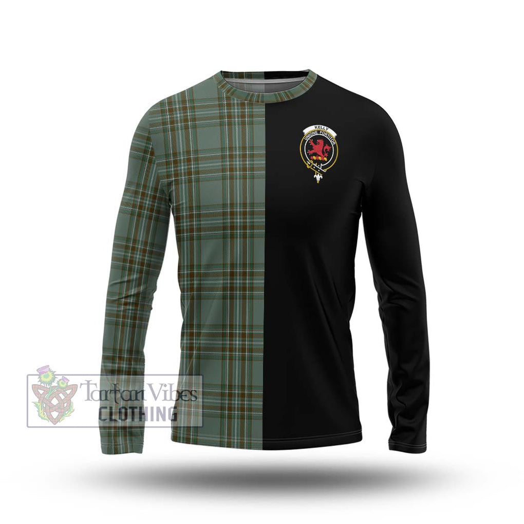 Kelly Tartan Long Sleeve T-Shirt with Family Crest and Half Of Me Style Unisex - Tartanvibesclothing Shop