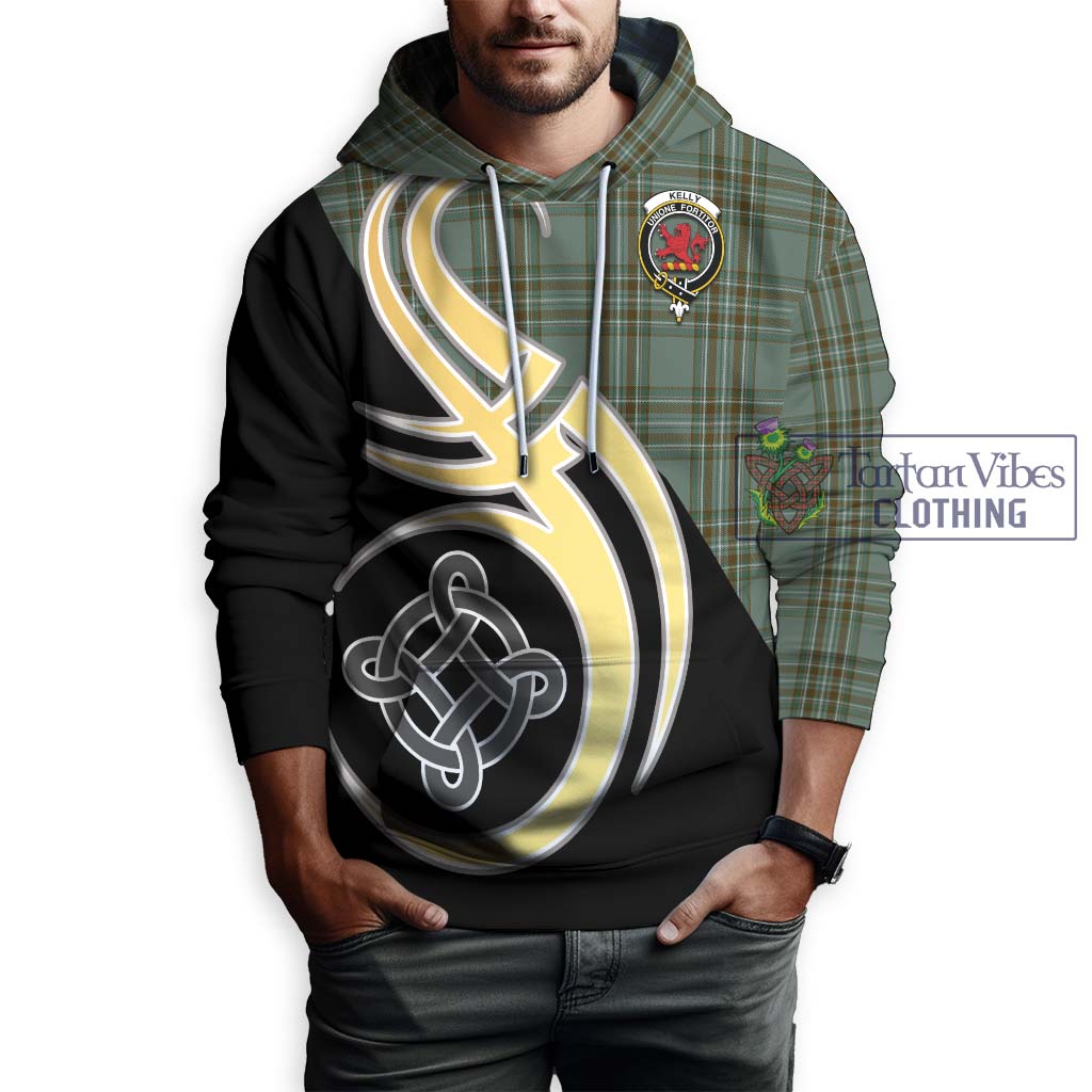 Kelly Tartan Hoodie with Family Crest and Celtic Symbol Style Zip Hoodie - Tartan Vibes Clothing