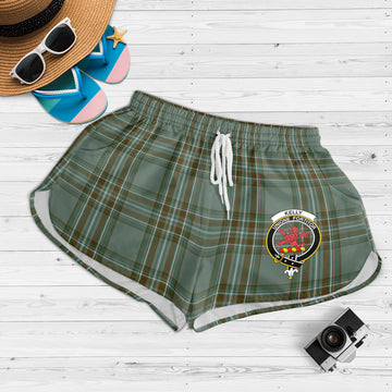 Kelly Tartan Womens Shorts with Family Crest