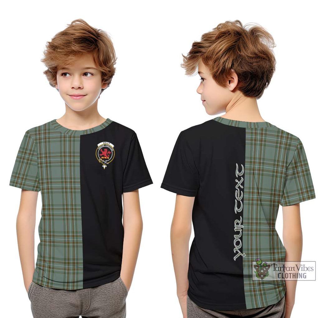 Kelly Tartan Kid T-Shirt with Family Crest and Half Of Me Style Youth XL Size14 - Tartanvibesclothing Shop