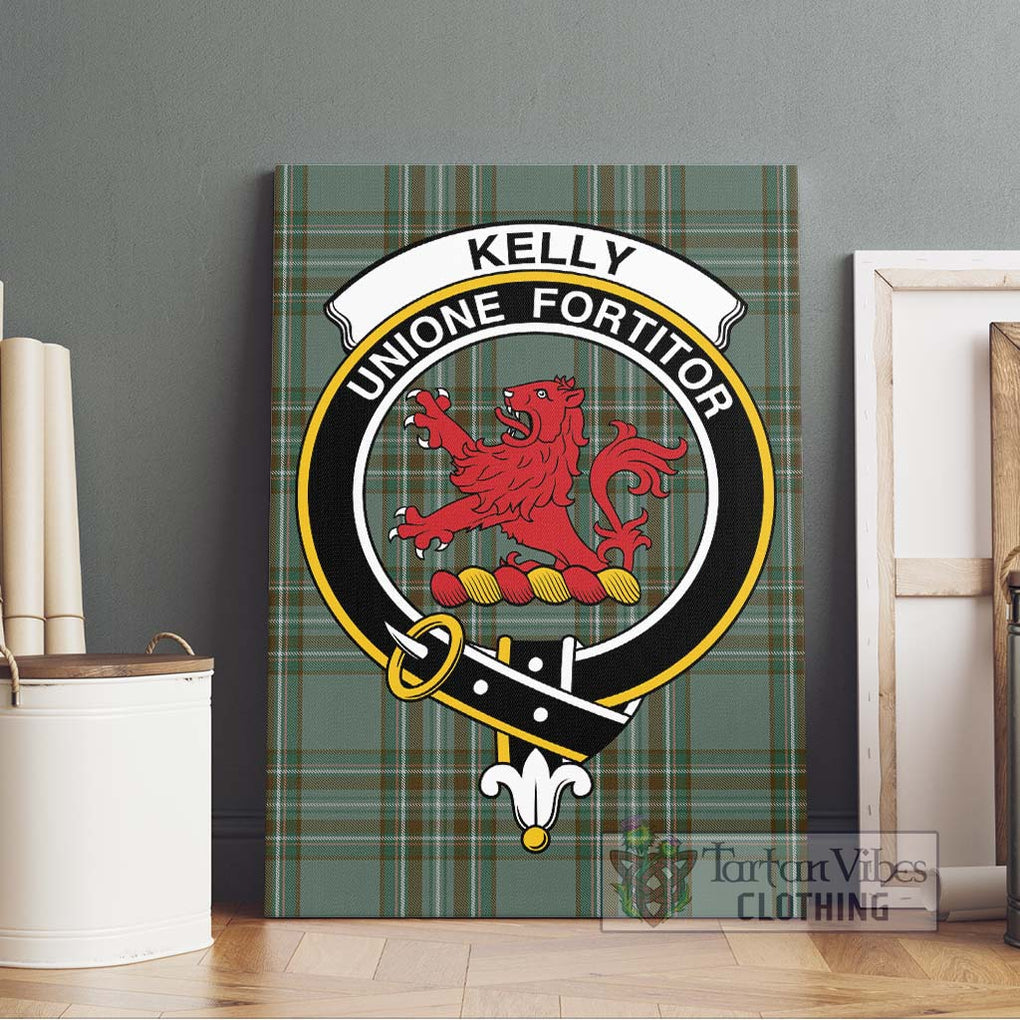 Kelly Tartan Canvas Print Wall Art with Family Crest Without Frame - Tartan Vibes Clothing