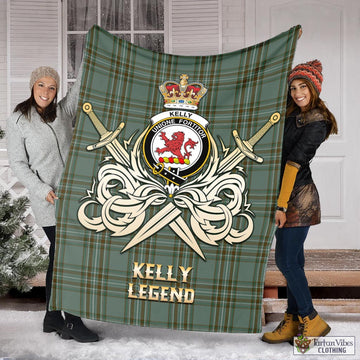 Kelly Tartan Blanket with Clan Crest and the Golden Sword of Courageous Legacy