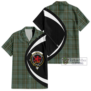 Kelly Tartan Short Sleeve Button Up with Family Crest Circle Style