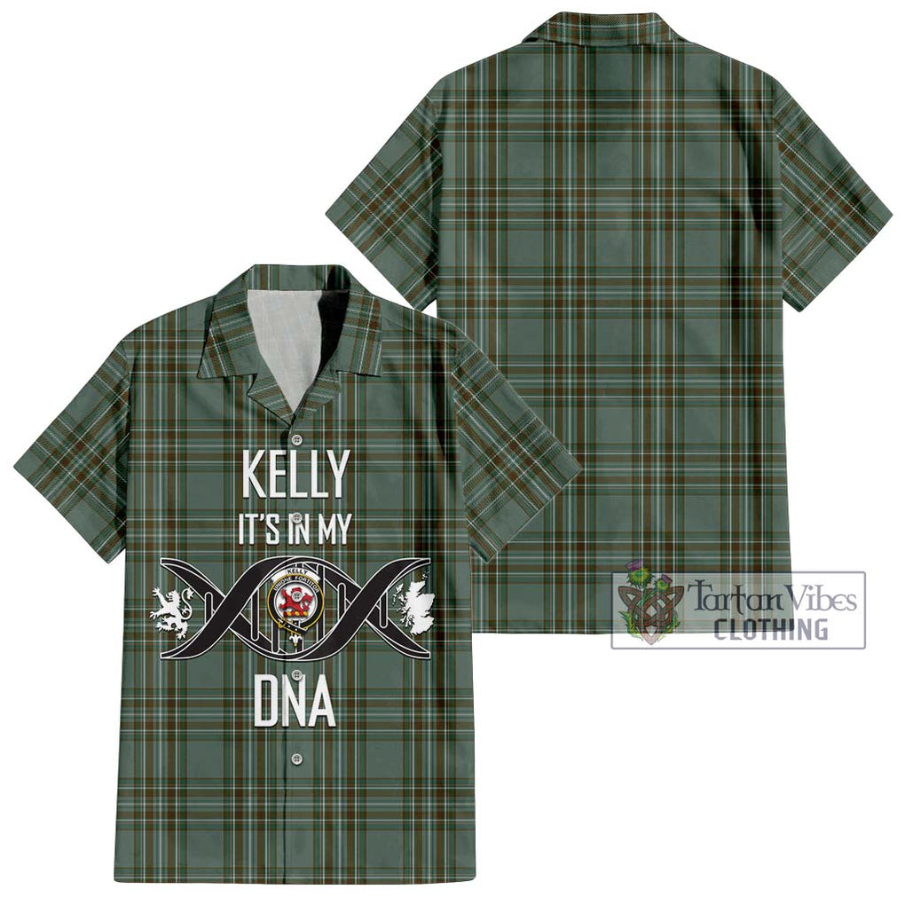 Kelly Tartan Short Sleeve Button Shirt with Family Crest DNA In Me Style Kid - Tartanvibesclothing Shop