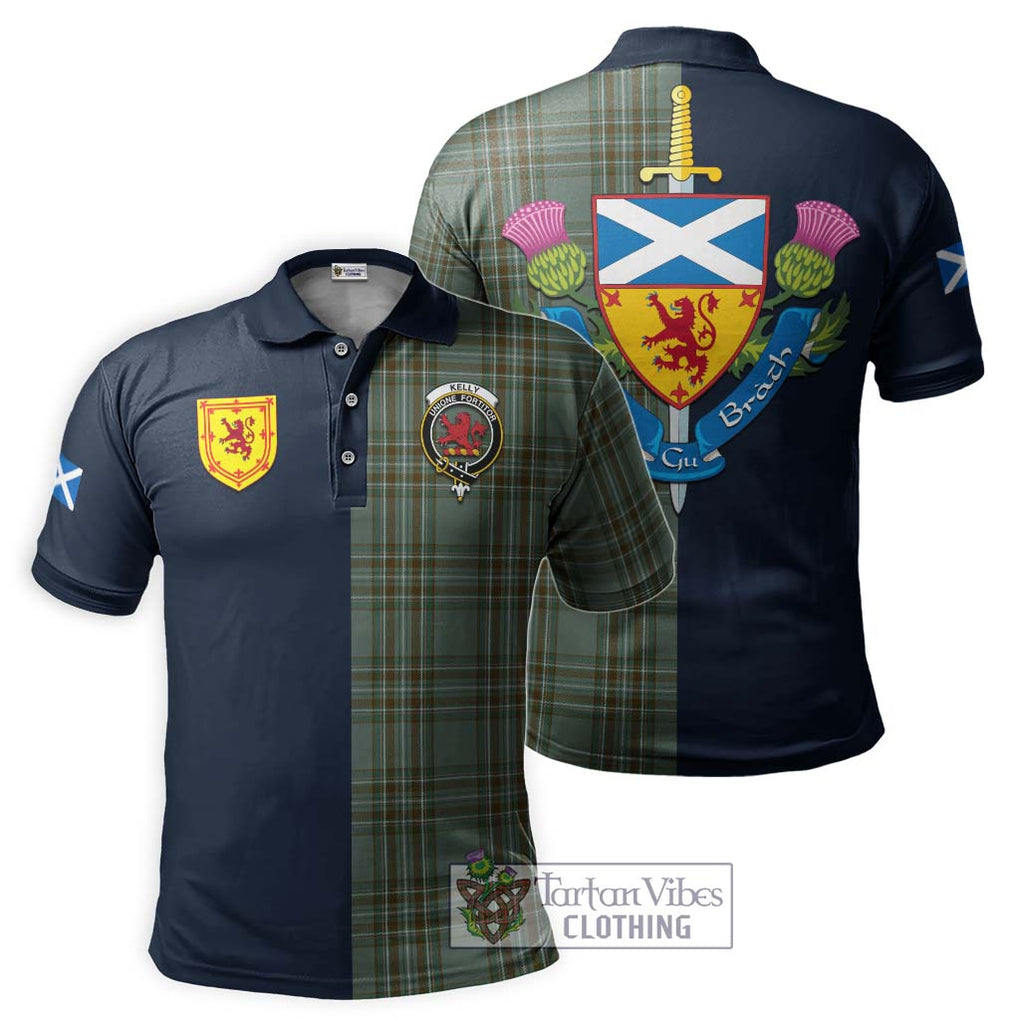 Tartan Vibes Clothing Kelly Dress Tartan Polo Shirt with Scottish Lion Royal Arm Half Style