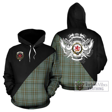 Kelly Tartan Hoodie with Family Crest and Military Logo Style