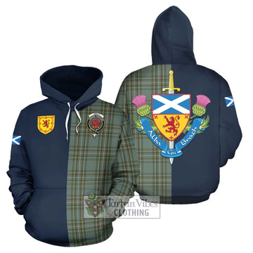 Kelly Tartan Hoodie Alba with Scottish Lion Royal Arm Half Style