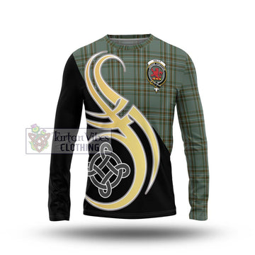 Kelly Tartan Long Sleeve T-Shirt with Family Crest and Celtic Symbol Style