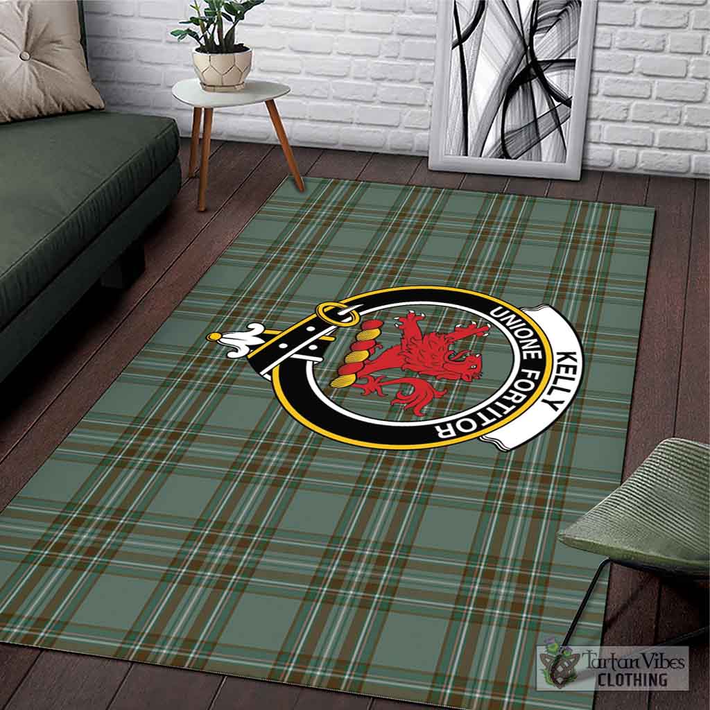 Tartan Vibes Clothing Kelly Dress Tartan Area Rug with Family Crest